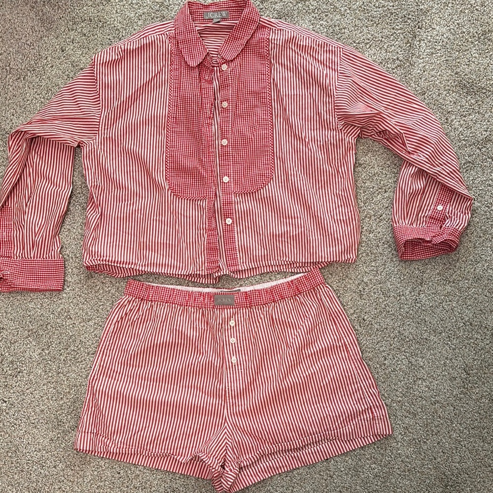 J. Crew sleepwear set. Red / white striped size small.